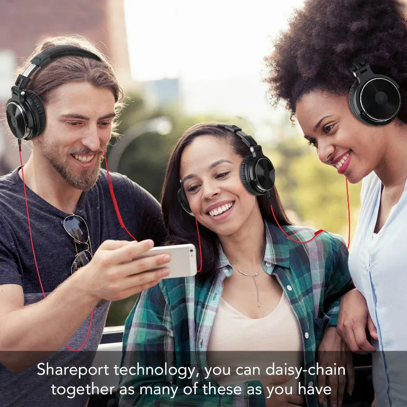 over Ear Headphones Hifi Studio DJ Headphone Wired Monitor Music Gaming Headset Earphone for Phone Computer PC with Mic