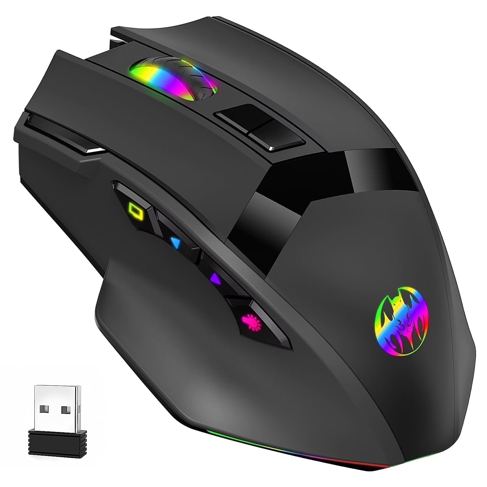 Wireless Gaming Mouse, 16000 DPI Adjustable, Bluetooth 5.2 & 2.4Ghz Dual Mode, Lightweight, 10 Buttons, RGB Lighting, for PC Gaming & Office, (Black)