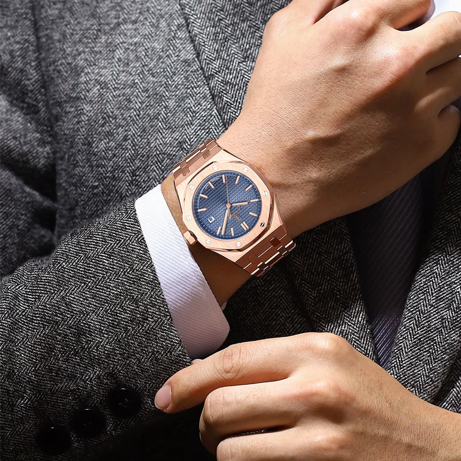 Hot Selling Waterproof Luminous Calendar Stainless Steel Men'S Square Watch Student Trend Business Quartz Watch