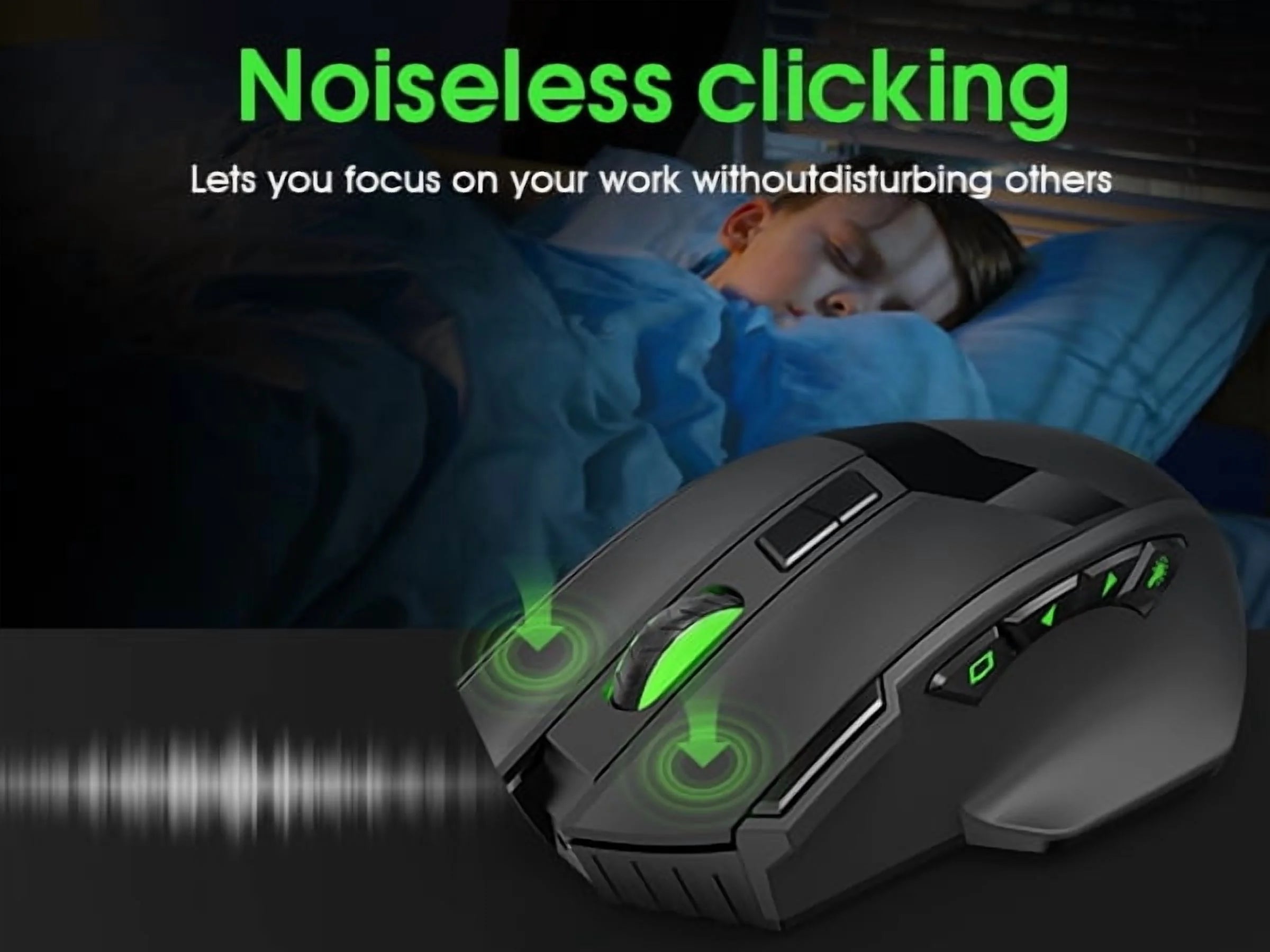 Wireless Gaming Mouse, 16000 DPI Adjustable, Bluetooth 5.2 & 2.4Ghz Dual Mode, Lightweight, 10 Buttons, RGB Lighting, for PC Gaming & Office, (Black)