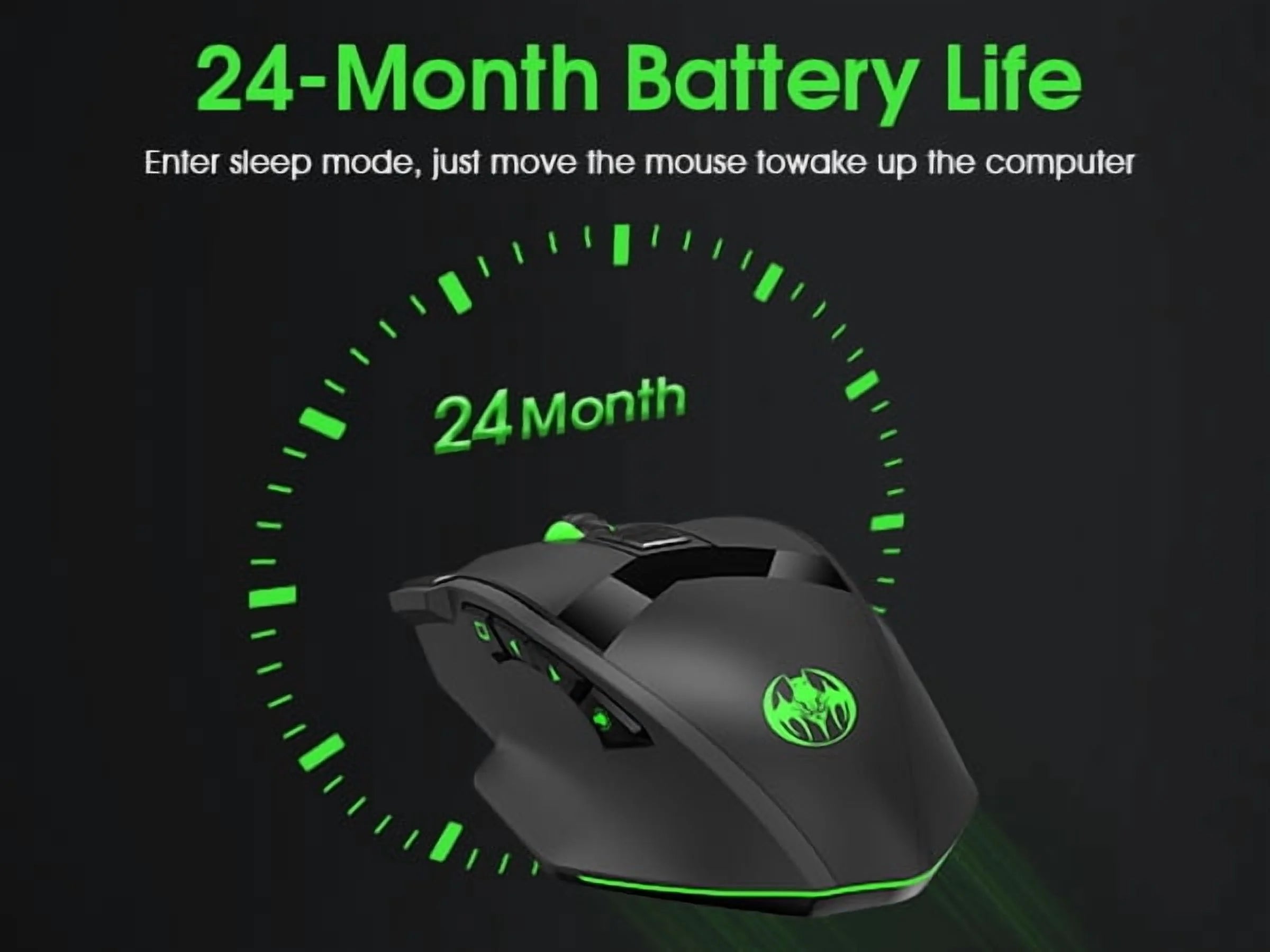 Wireless Gaming Mouse, 16000 DPI Adjustable, Bluetooth 5.2 & 2.4Ghz Dual Mode, Lightweight, 10 Buttons, RGB Lighting, for PC Gaming & Office, (Black)