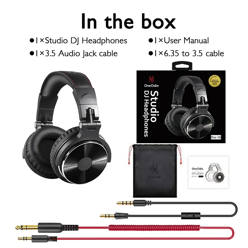 over Ear Headphones Hifi Studio DJ Headphone Wired Monitor Music Gaming Headset Earphone for Phone Computer PC with Mic