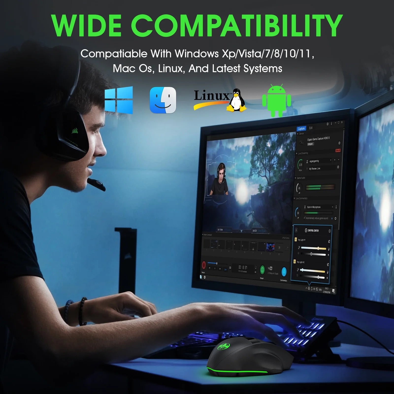 Wireless Gaming Mouse, 16000 DPI Adjustable, Bluetooth 5.2 & 2.4Ghz Dual Mode, Lightweight, 10 Buttons, RGB Lighting, for PC Gaming & Office, (Black)