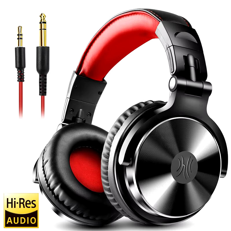 over Ear Headphones Hifi Studio DJ Headphone Wired Monitor Music Gaming Headset Earphone for Phone Computer PC with Mic