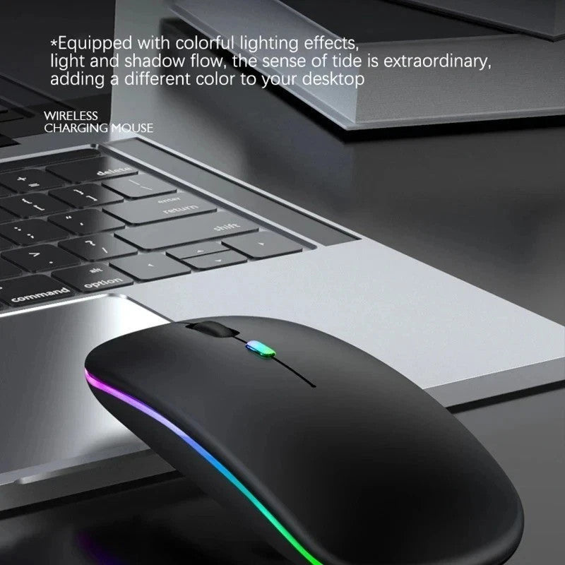 RGB Bluetooth Wireless Mouse Rechargeable Ergonomic USB for PC Laptop Ipad