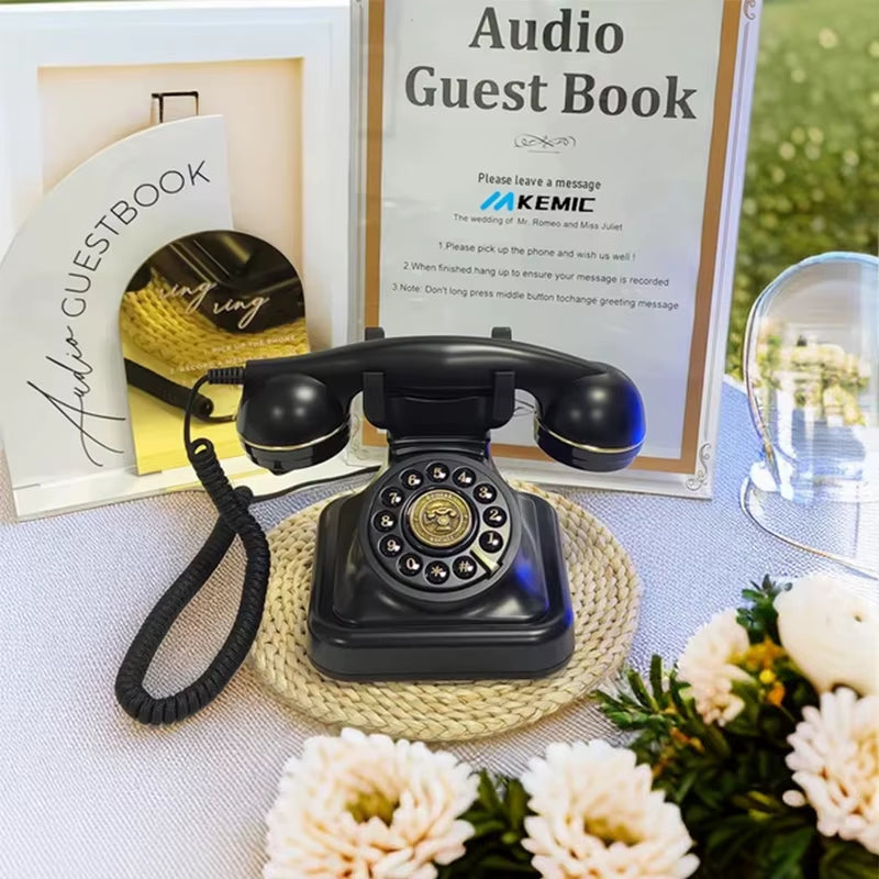 Antique Telephone Wedding Guest Audio Book Antique Telephone Decorative Recording Phone Audio Guestbook for Wedding