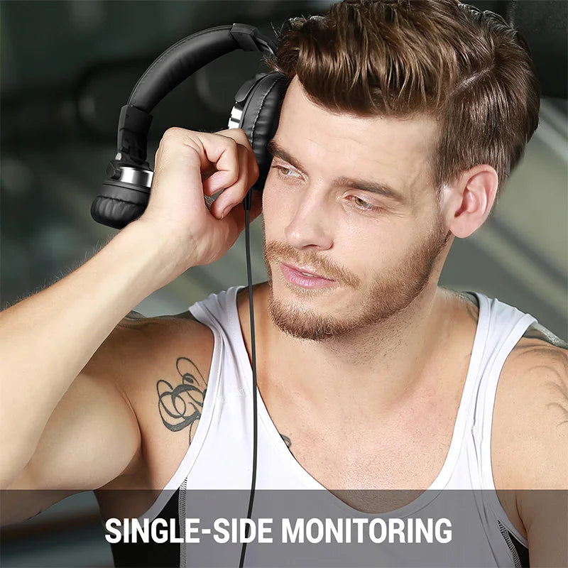 over Ear Headphones Hifi Studio DJ Headphone Wired Monitor Music Gaming Headset Earphone for Phone Computer PC with Mic