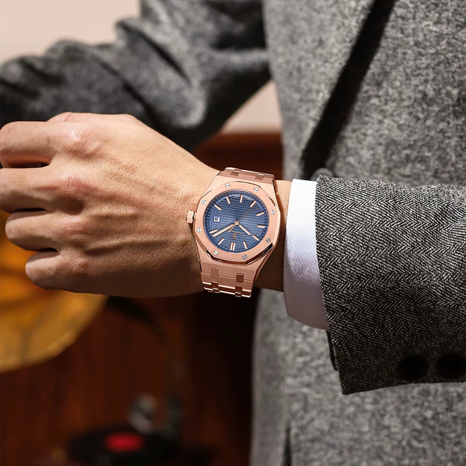 Hot Selling Waterproof Luminous Calendar Stainless Steel Men'S Square Watch Student Trend Business Quartz Watch