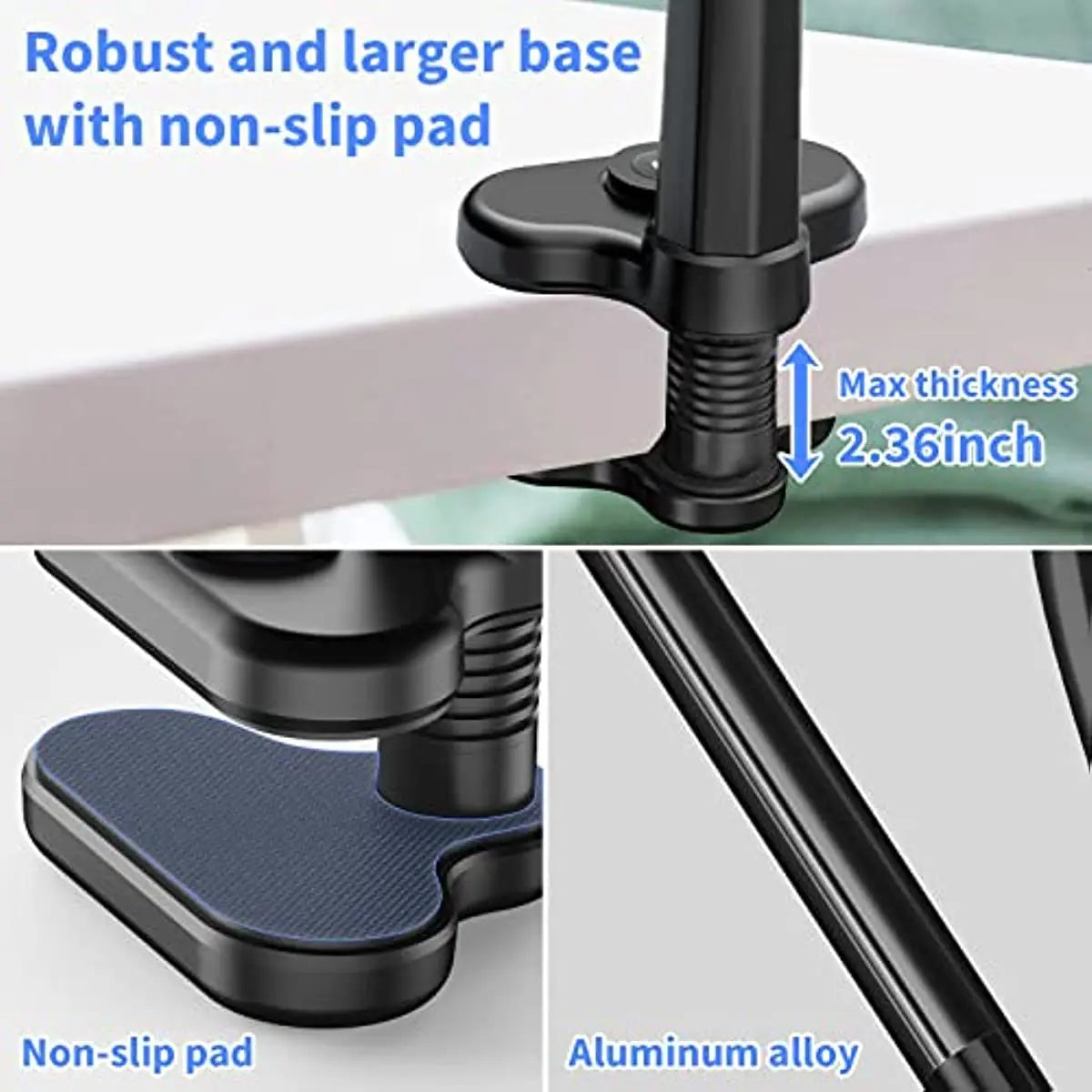4.6"-11" Phone & Tablet Bed Holder with Wireless Remote,Gooseneck Cellphone Stand Long Arm,Flexible Overhead Mount Clamp Clip