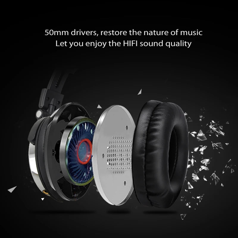 over Ear Headphones Hifi Studio DJ Headphone Wired Monitor Music Gaming Headset Earphone for Phone Computer PC with Mic