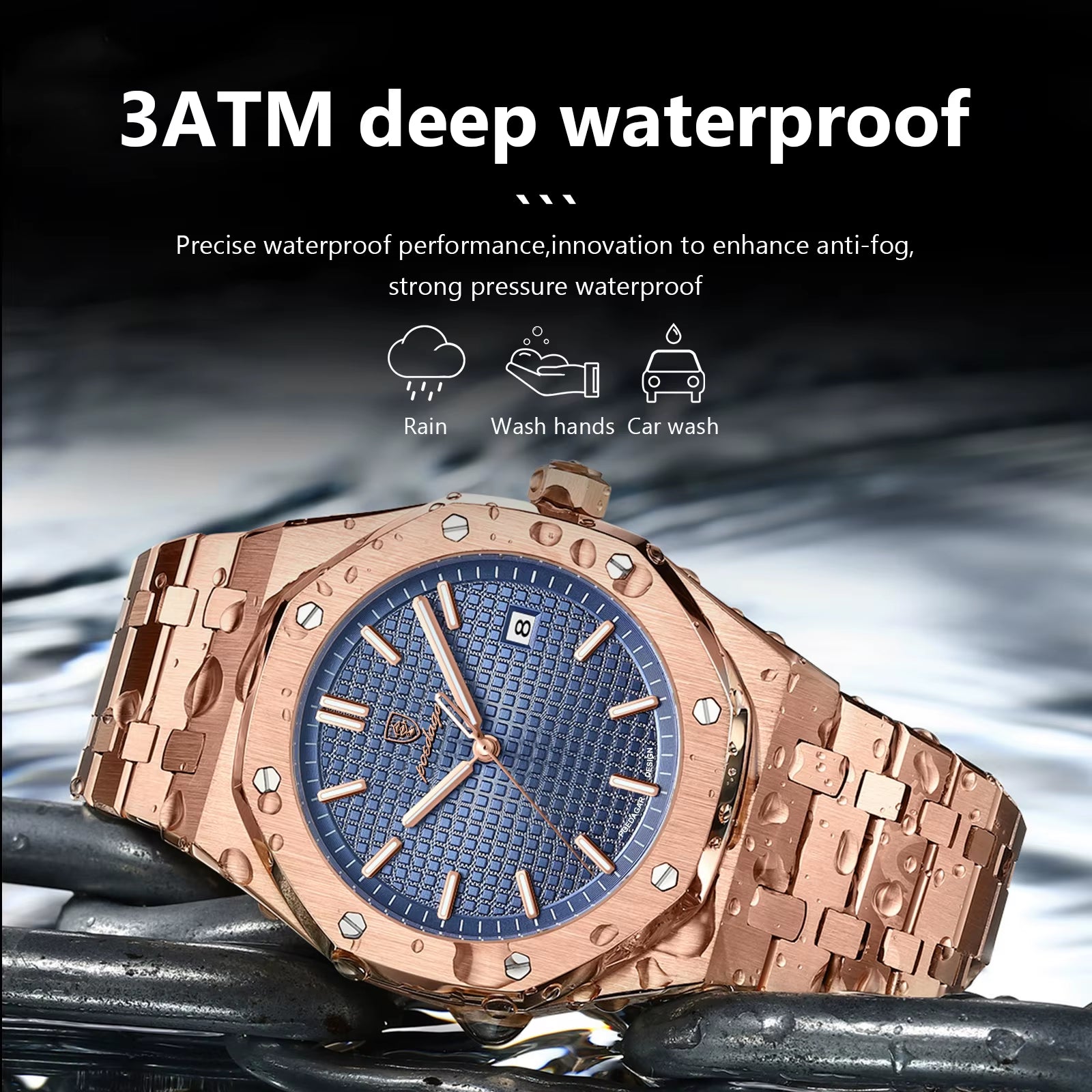 Hot Selling Waterproof Luminous Calendar Stainless Steel Men'S Square Watch Student Trend Business Quartz Watch