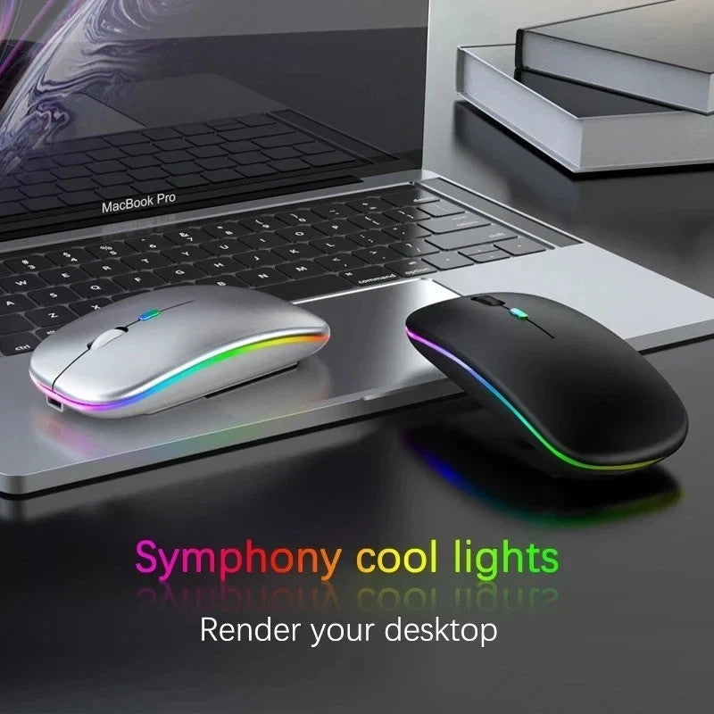 RGB Bluetooth Wireless Mouse Rechargeable Ergonomic USB for PC Laptop Ipad